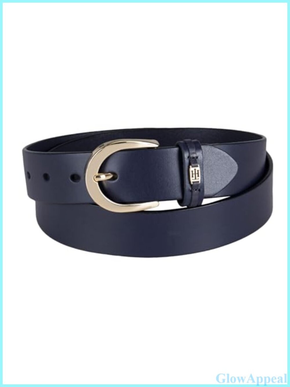 Women's Leather Belt with Harness Buckle & TH Logo Ornament